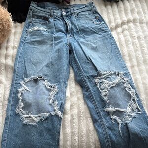 American Eagle Outfitters Ripped highest rise baggy straight size 8